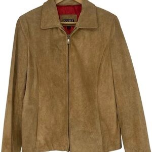 Vintage Y2K Guess Tan Leather Jacket for Women